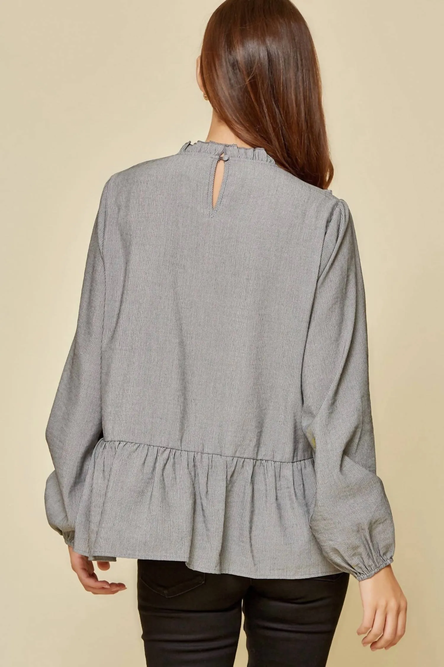 Andree By Unit - Embroidered Pinstripe Blouse