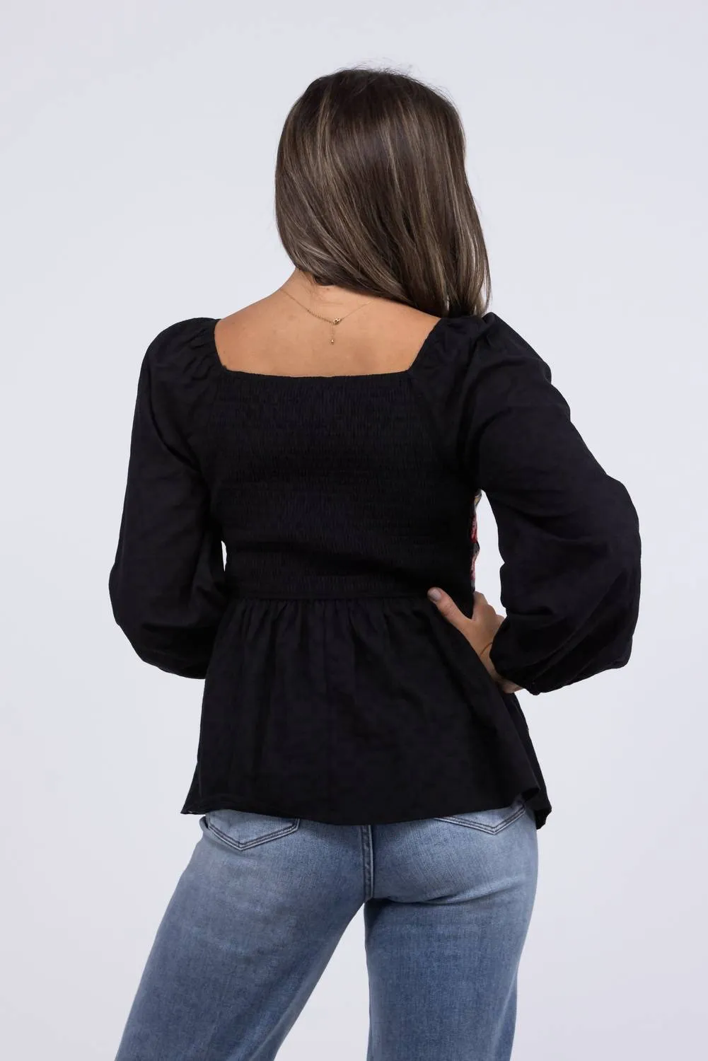 Andree By Unit - Moonlit Flowers Embroidered Long Sleeve Top