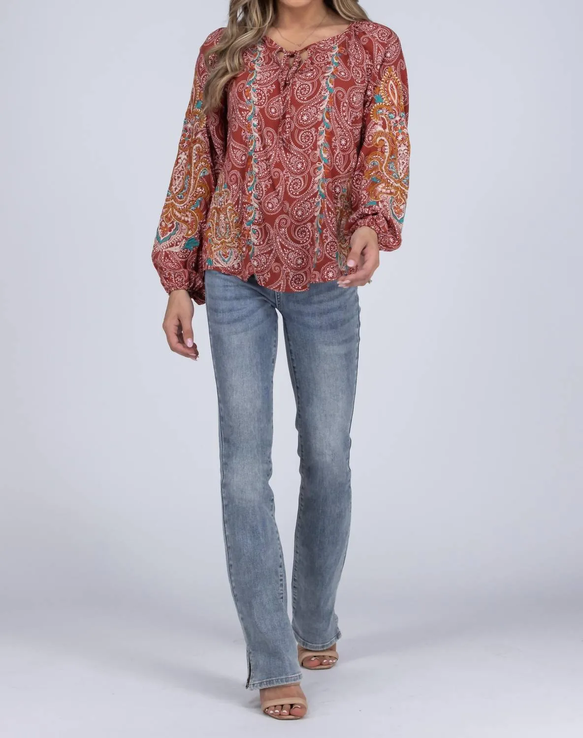 Andree By Unit - Paisley Embroidered Long Sleeve Top