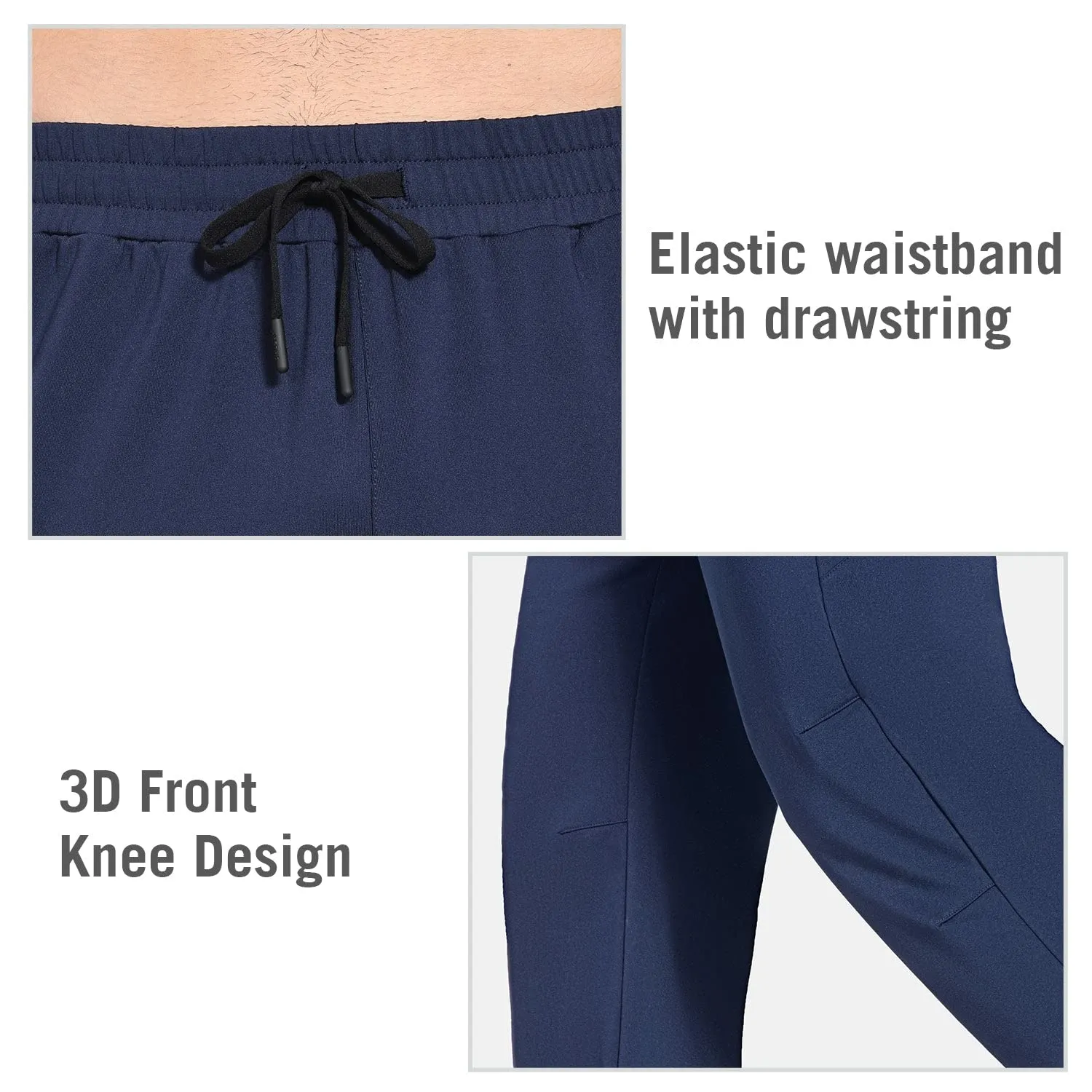 BALEAF Men's Fleece Lined Water Resistant Pants Winter Thermal Sweatpants with Zipper Pockets Warm Open Bottom