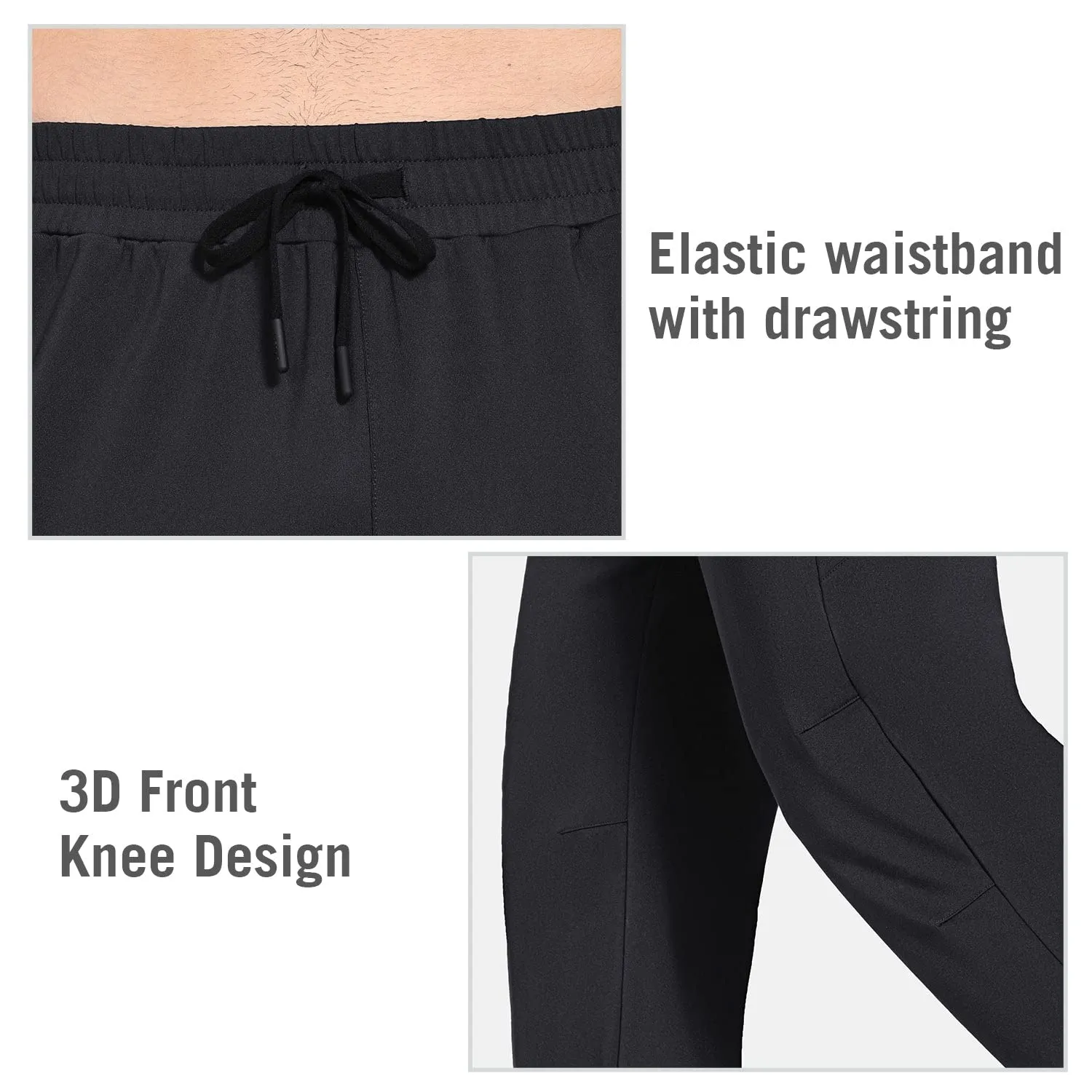 BALEAF Men's Fleece Lined Water Resistant Pants Winter Thermal Sweatpants with Zipper Pockets Warm Open Bottom