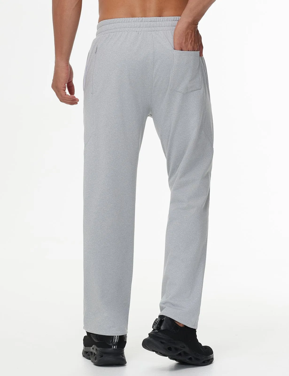 BALEAF Men's Fleece Lined Water Resistant Pants Winter Thermal Sweatpants with Zipper Pockets Warm Open Bottom