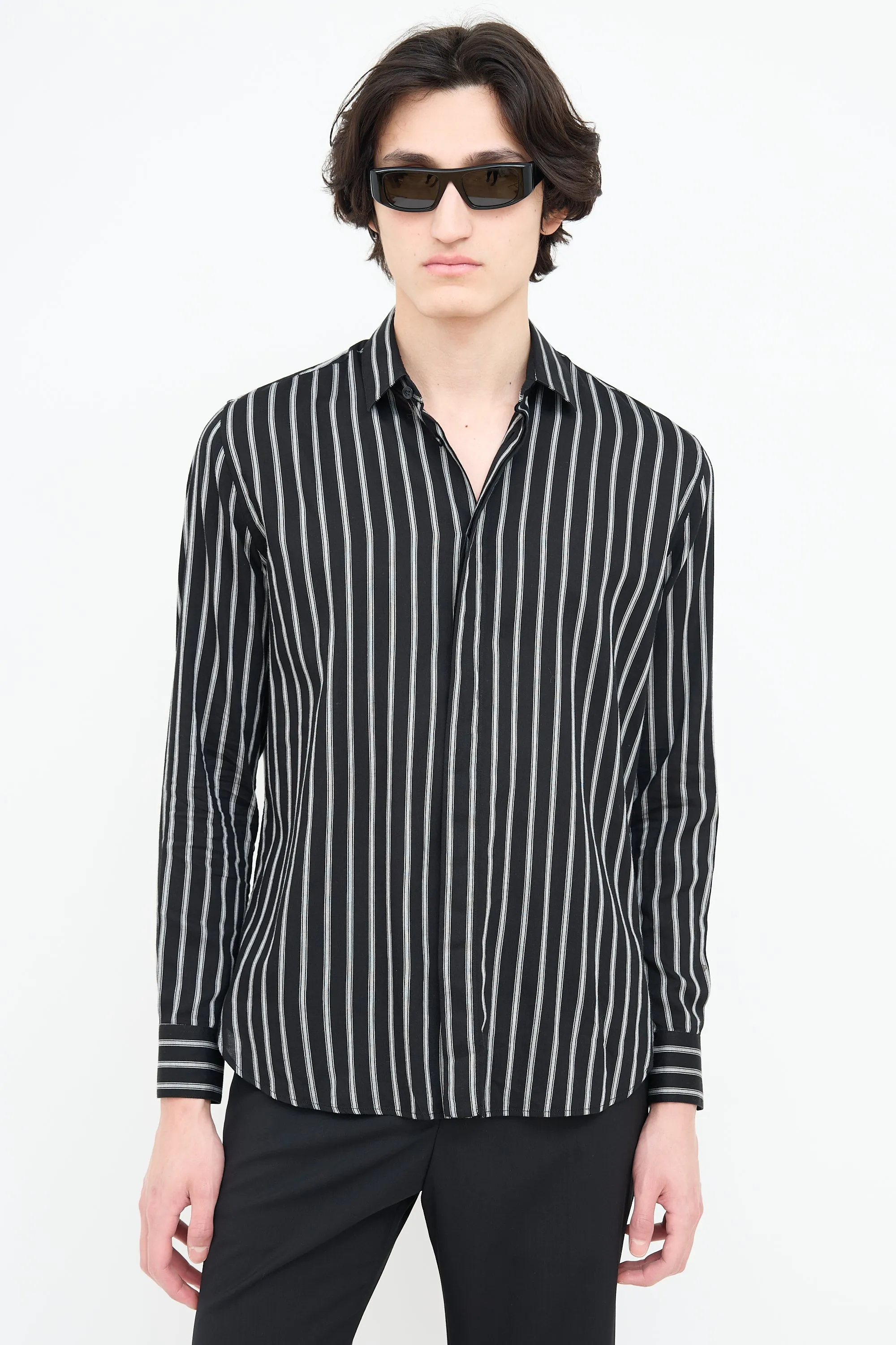 Black & Grey Wide Pinstripe Shirt
