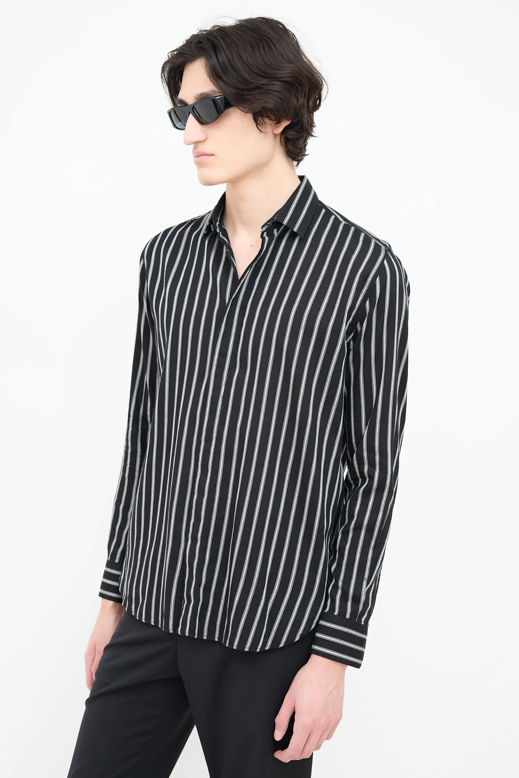 Black & Grey Wide Pinstripe Shirt