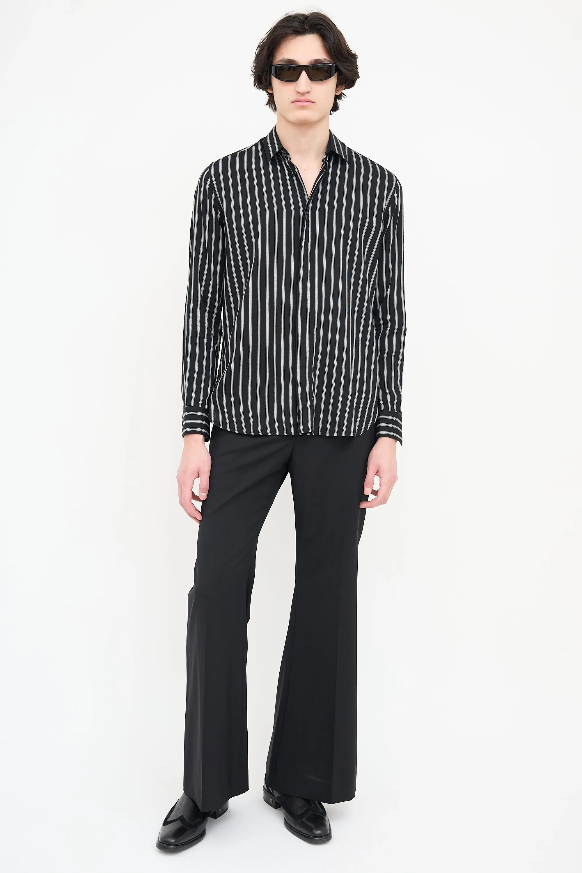 Black & Grey Wide Pinstripe Shirt