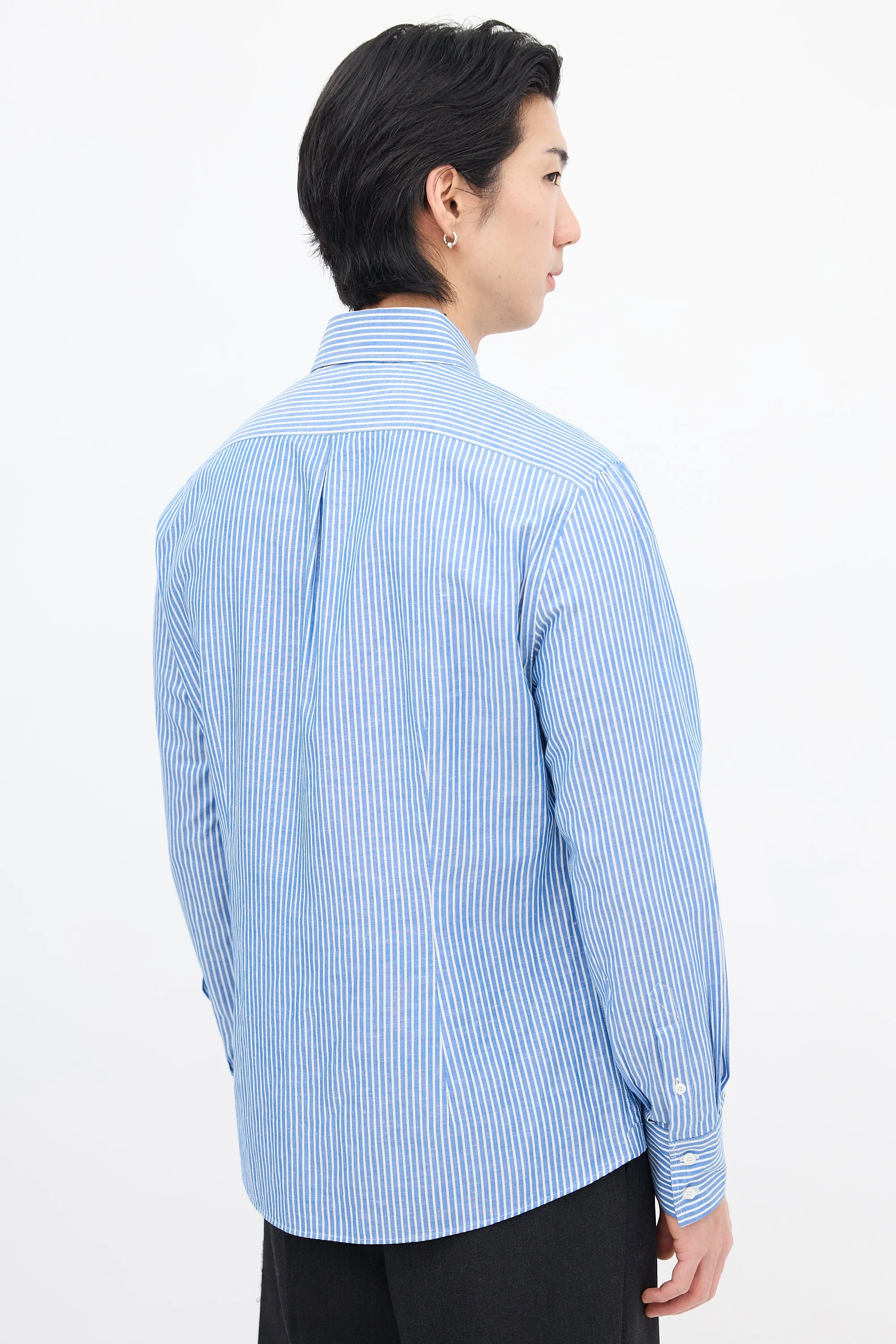 Blue & White Wide Pinstripe Slim Shirt