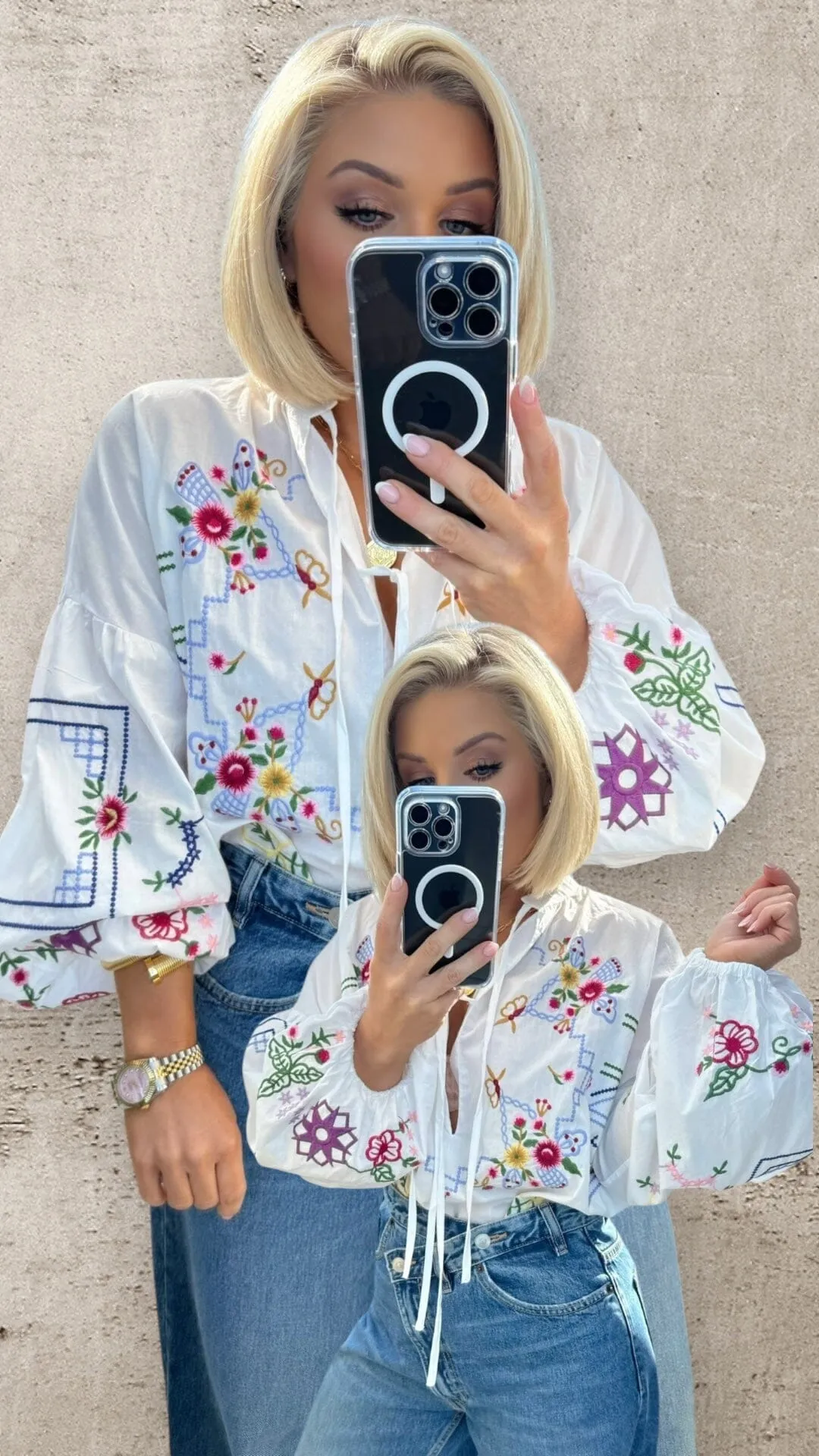 BOHO BLOOM EMBROIDERED SHIRT