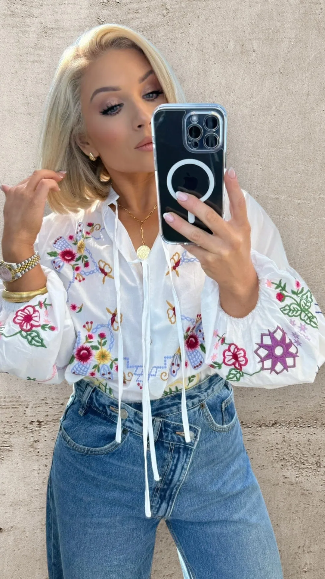 BOHO BLOOM EMBROIDERED SHIRT