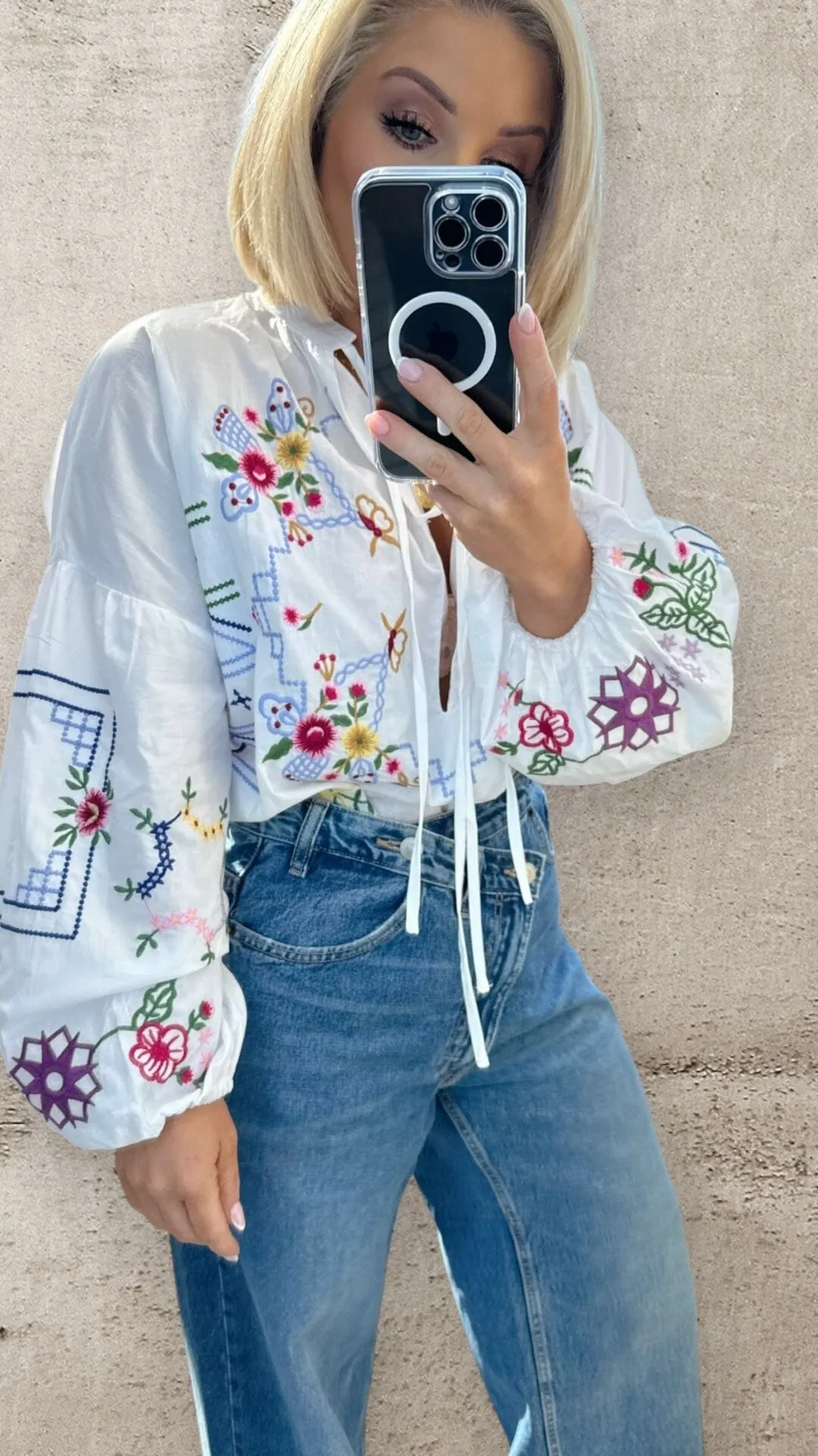 BOHO BLOOM EMBROIDERED SHIRT