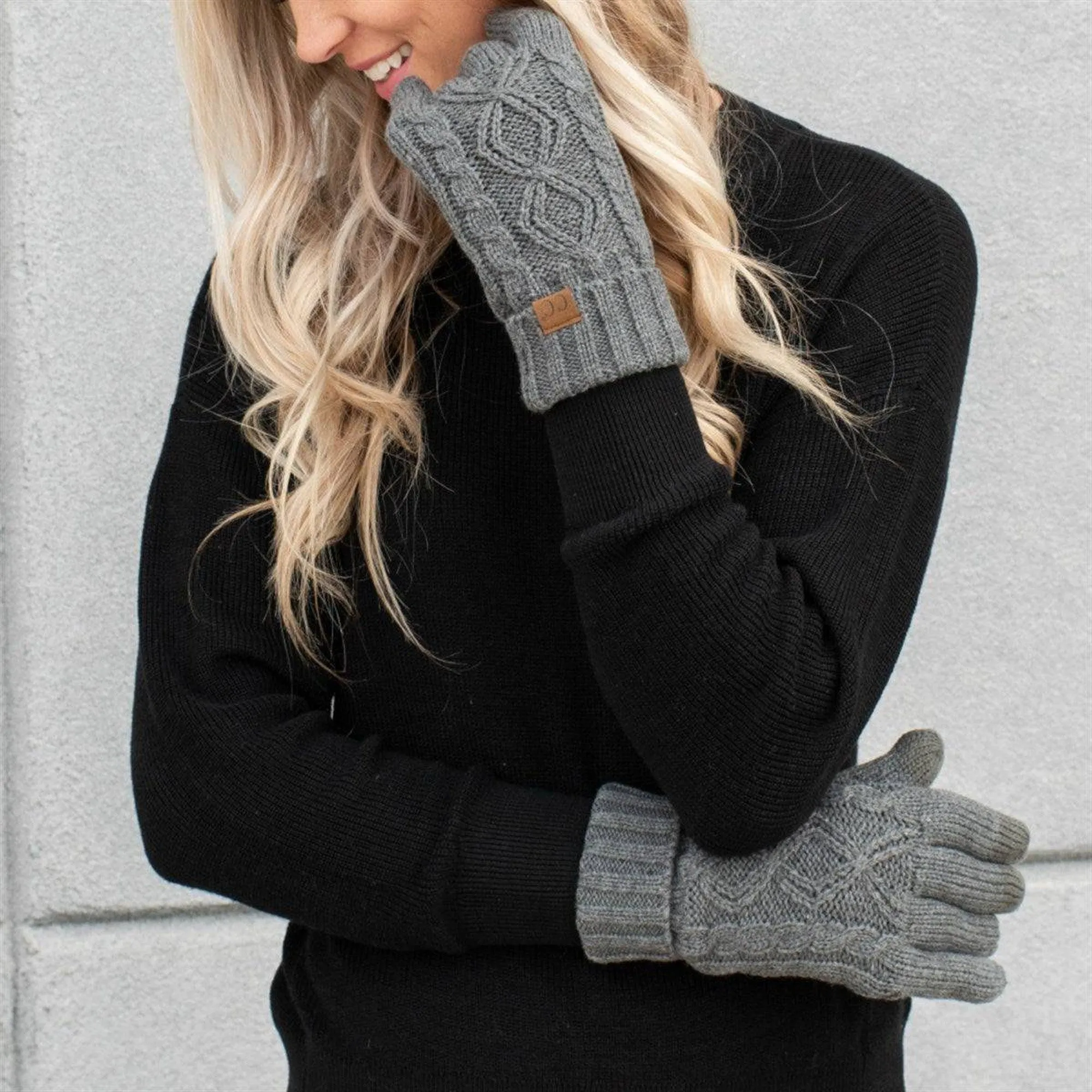 CC Cable Knit Fleece Lined Gloves