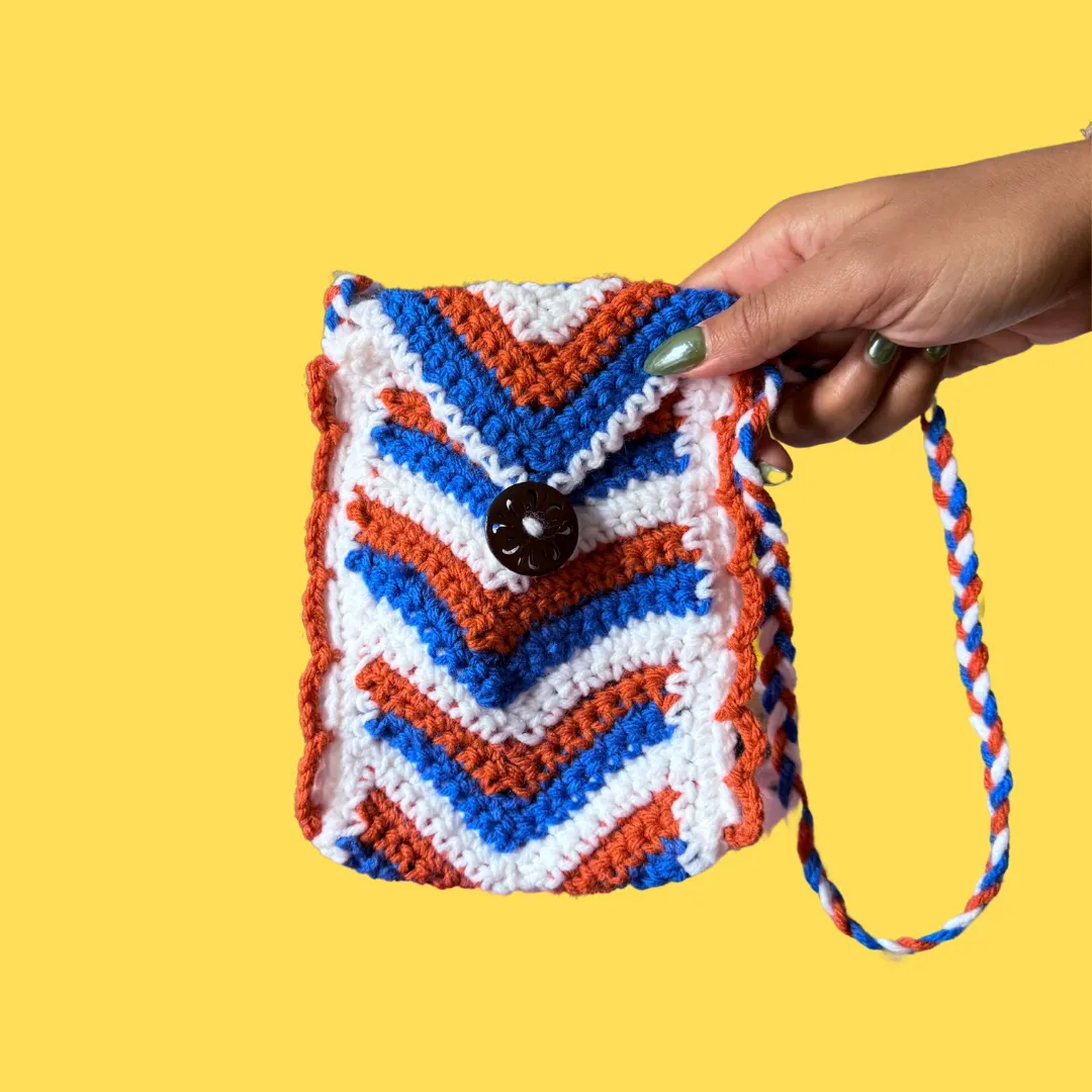 Chevron Crochet Mini Cross Body Bag