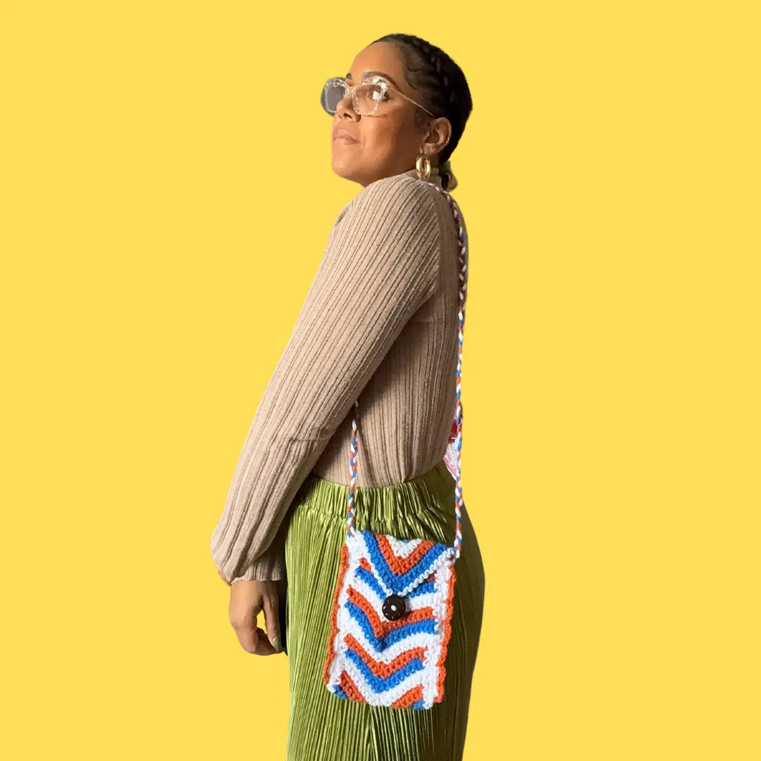 Chevron Crochet Mini Cross Body Bag