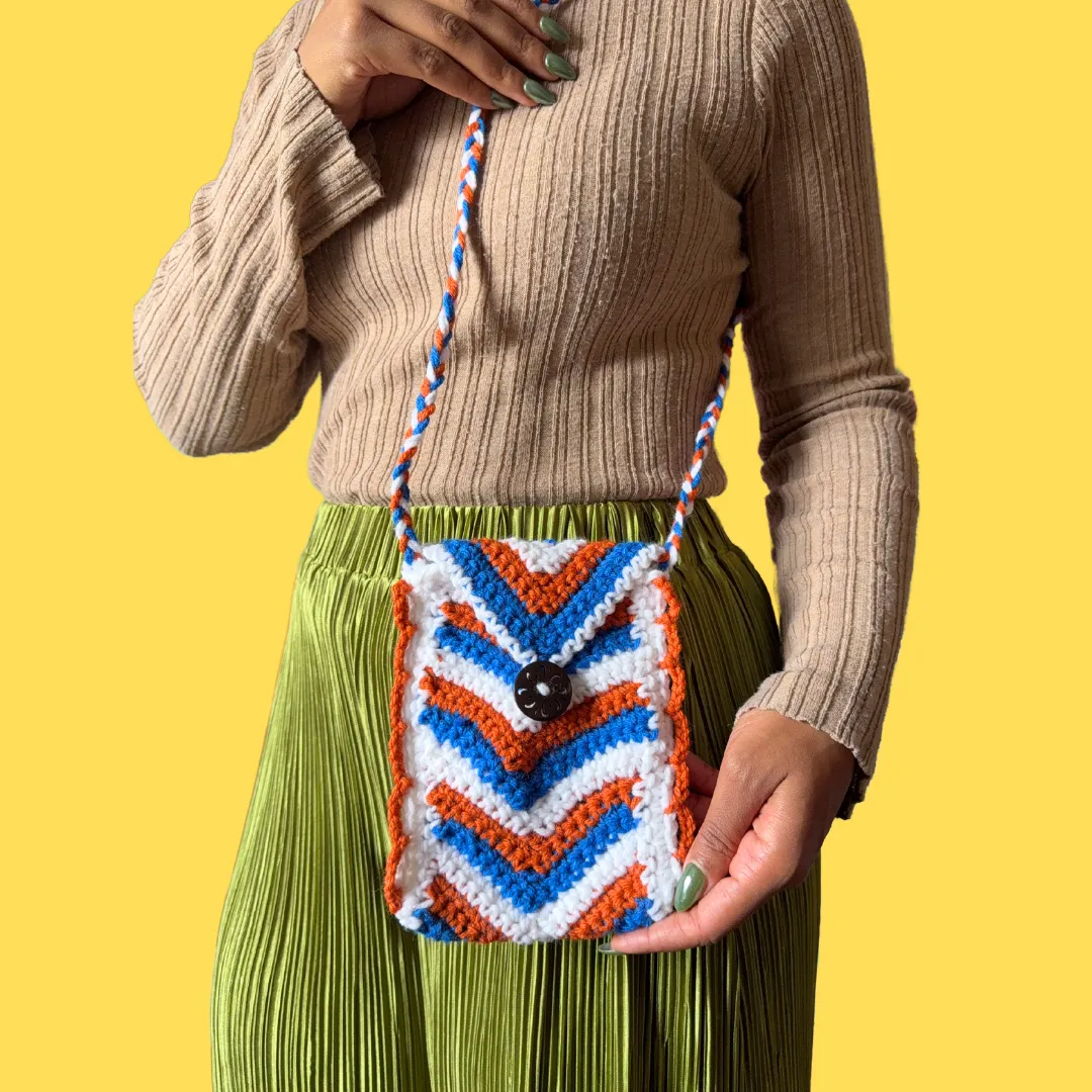 Chevron Crochet Mini Cross Body Bag