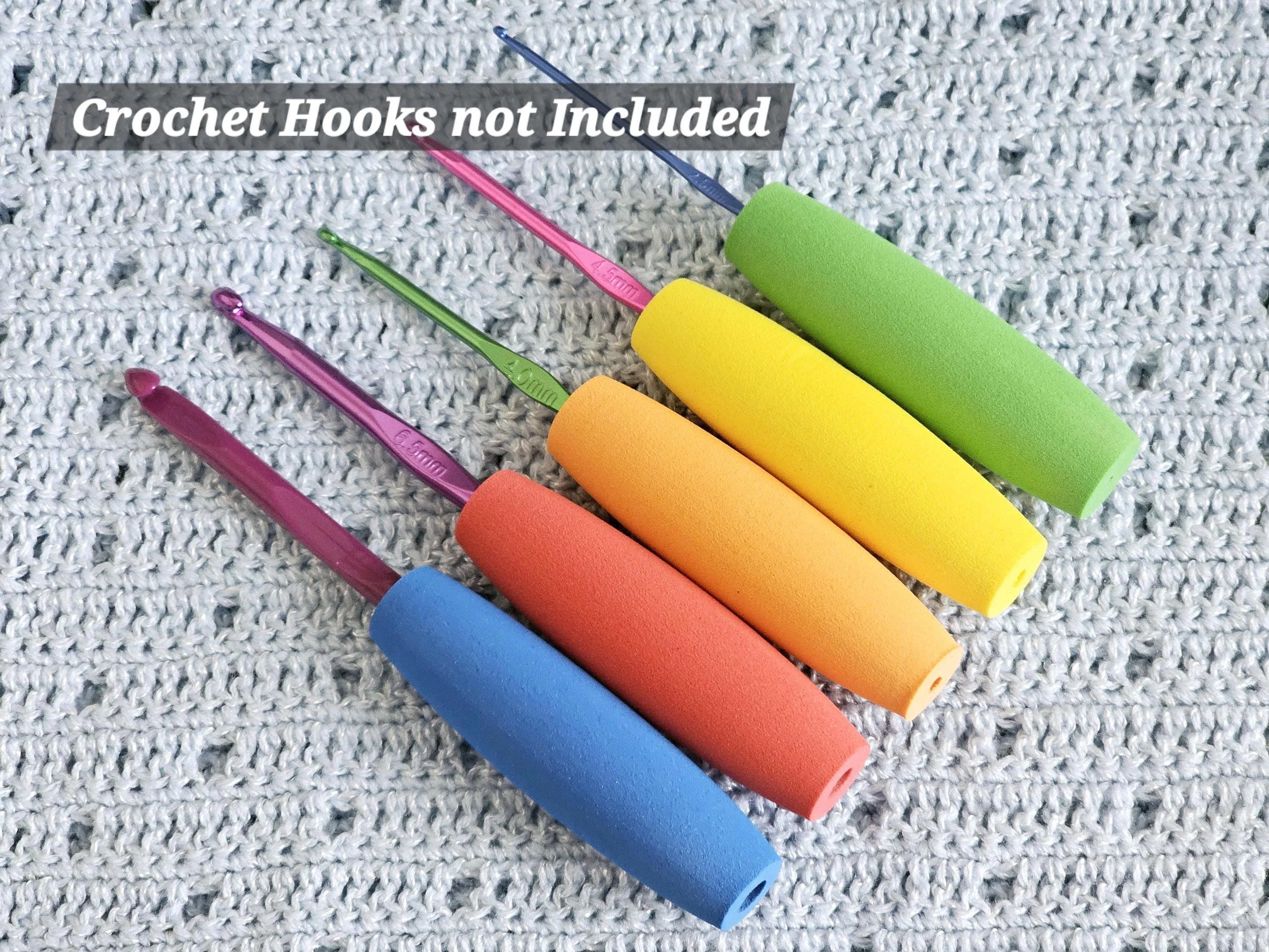 Crochet Hook Ergonomic Handles Easy Grip Hook Covers Soft Flexible Foam while Holding in 5 Sizes Fits Crochet Hooks 2-10mm