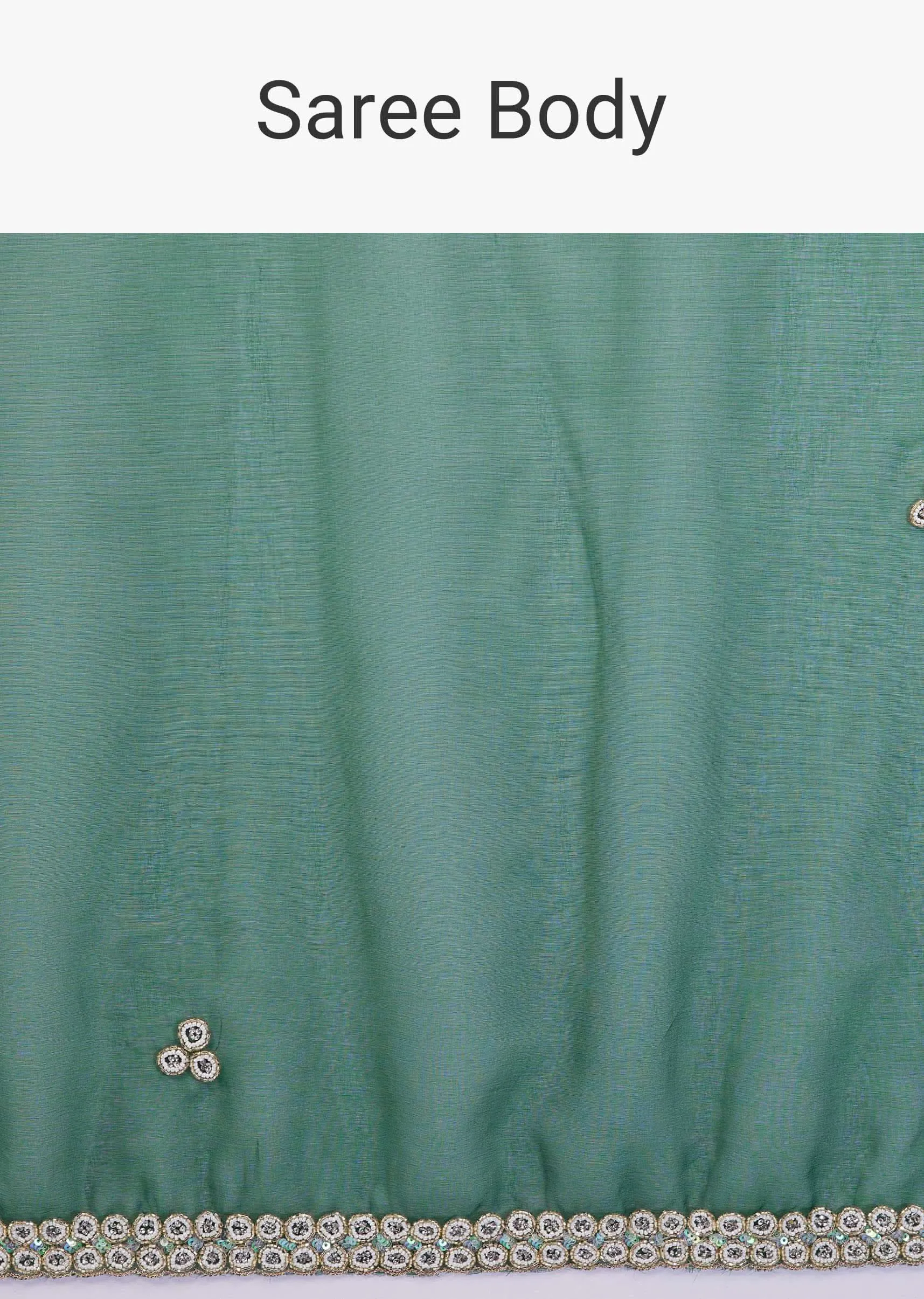 Deep Green Saree In Organza With Embroidery