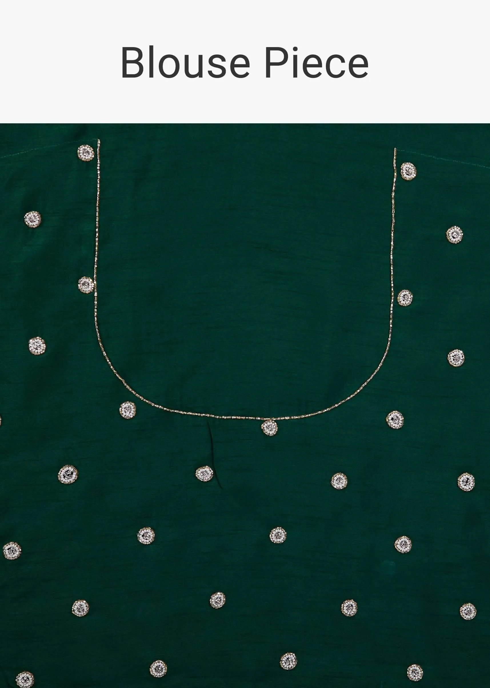 Deep Green Saree In Organza With Embroidery