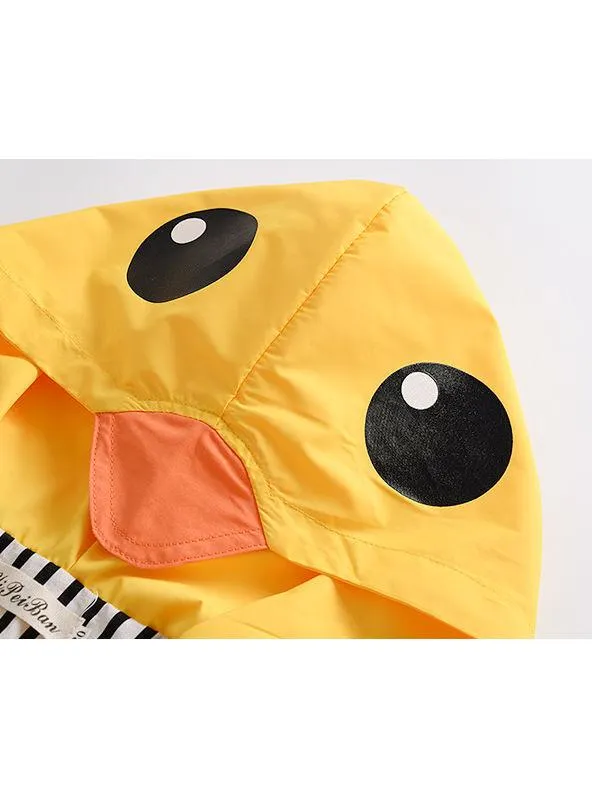 Fashion Duck Style Clothes Wind Rain Jacket Zip Light Hooded Coat For Baby Little Boys Girls Kids