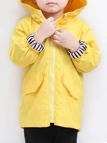 Fashion Duck Style Clothes Wind Rain Jacket Zip Light Hooded Coat For Baby Little Boys Girls Kids