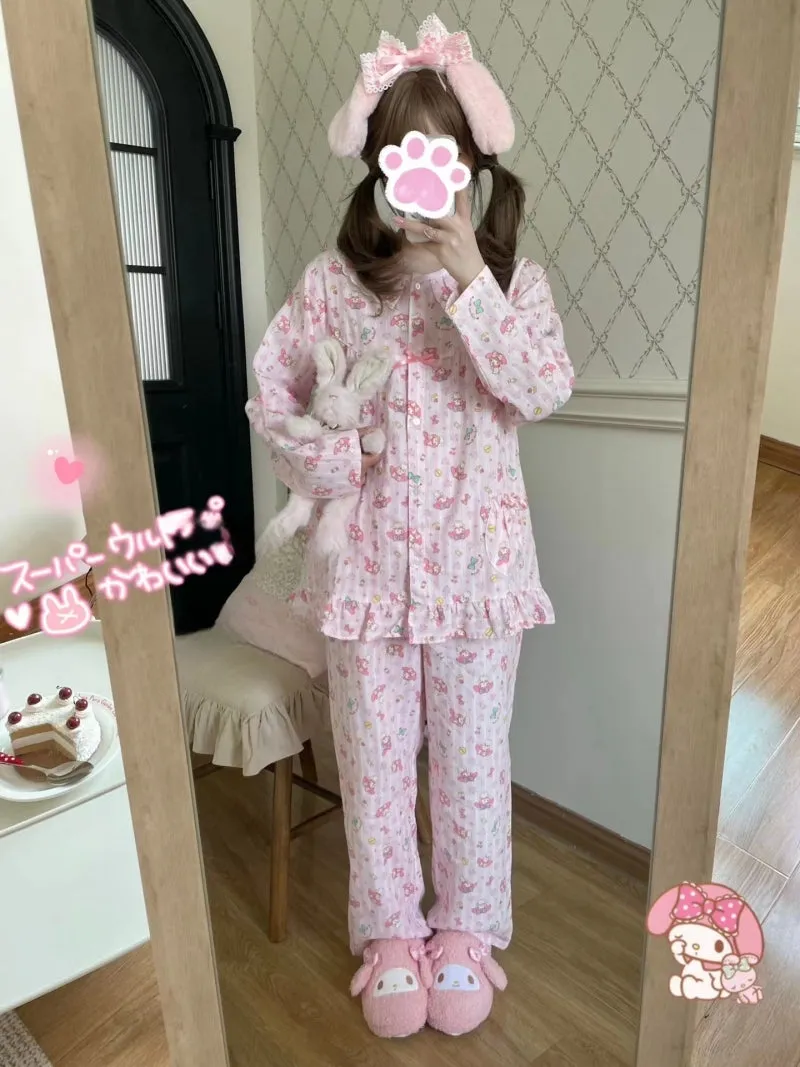 Kawaii Japanese Pink My Melody Printed Pajamas Set