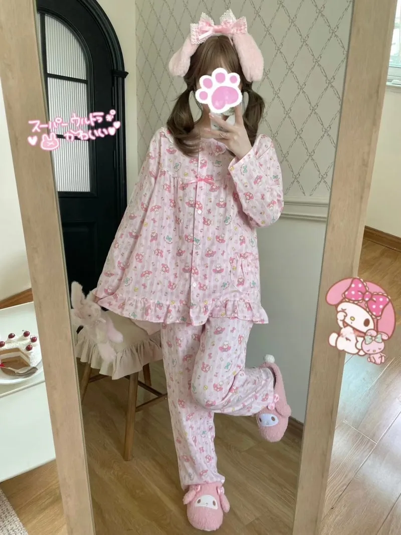 Kawaii Japanese Pink My Melody Printed Pajamas Set