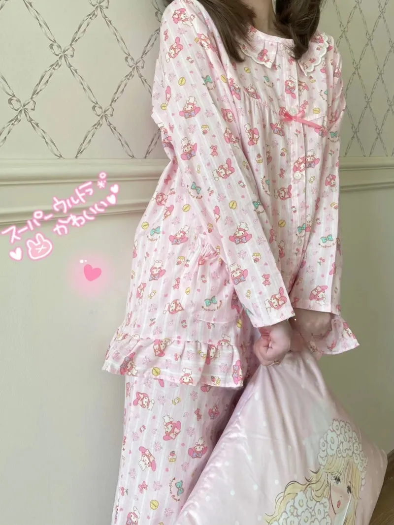 Kawaii Japanese Pink My Melody Printed Pajamas Set