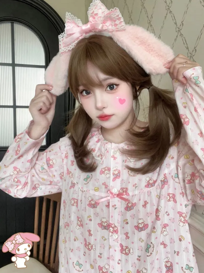 Kawaii Japanese Pink My Melody Printed Pajamas Set