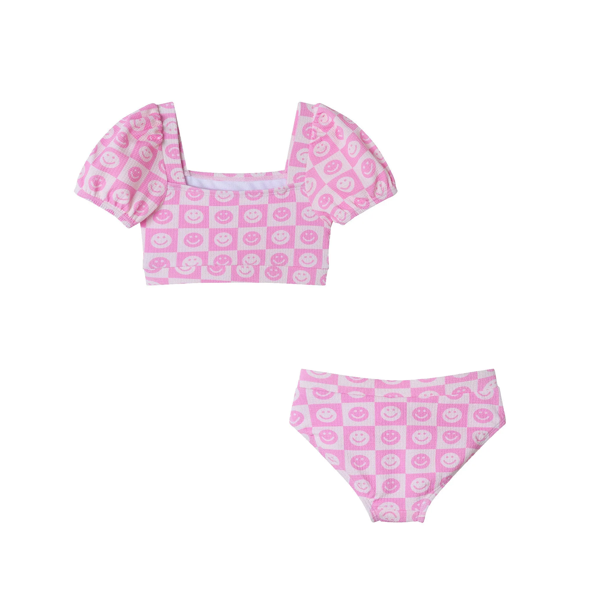 Kids (2-6x) Bikini Swimsuit Set | Pink Smiley