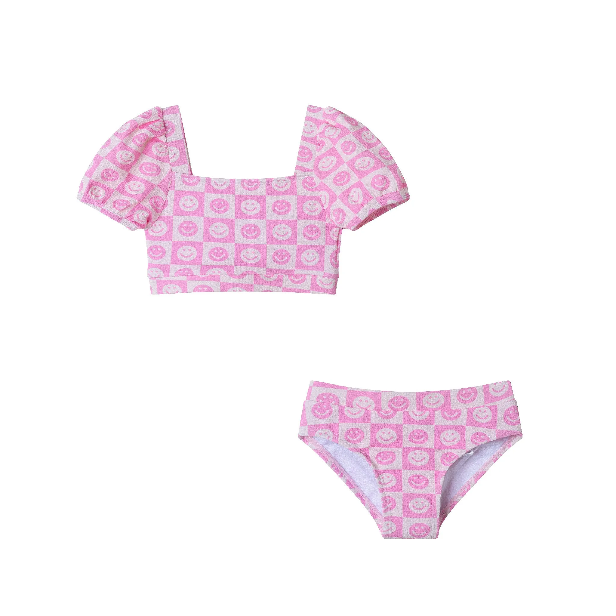 Kids (2-6x) Bikini Swimsuit Set | Pink Smiley
