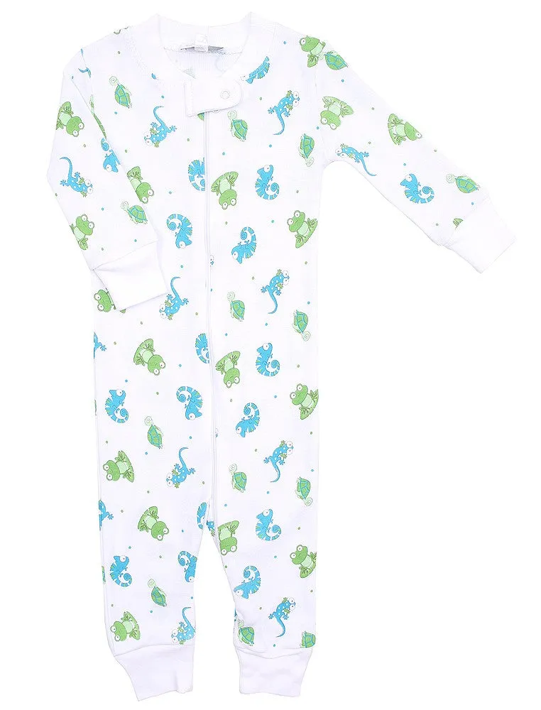 Magnolia Baby Boys Blue / Green Cute Critters Zipped Pajamas