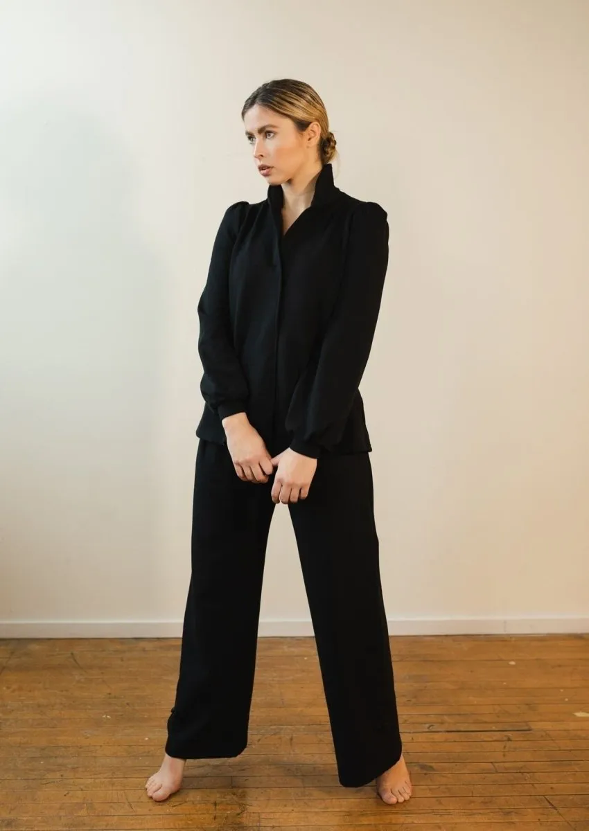 Marlene Wide Leg Lounge Pants in Black