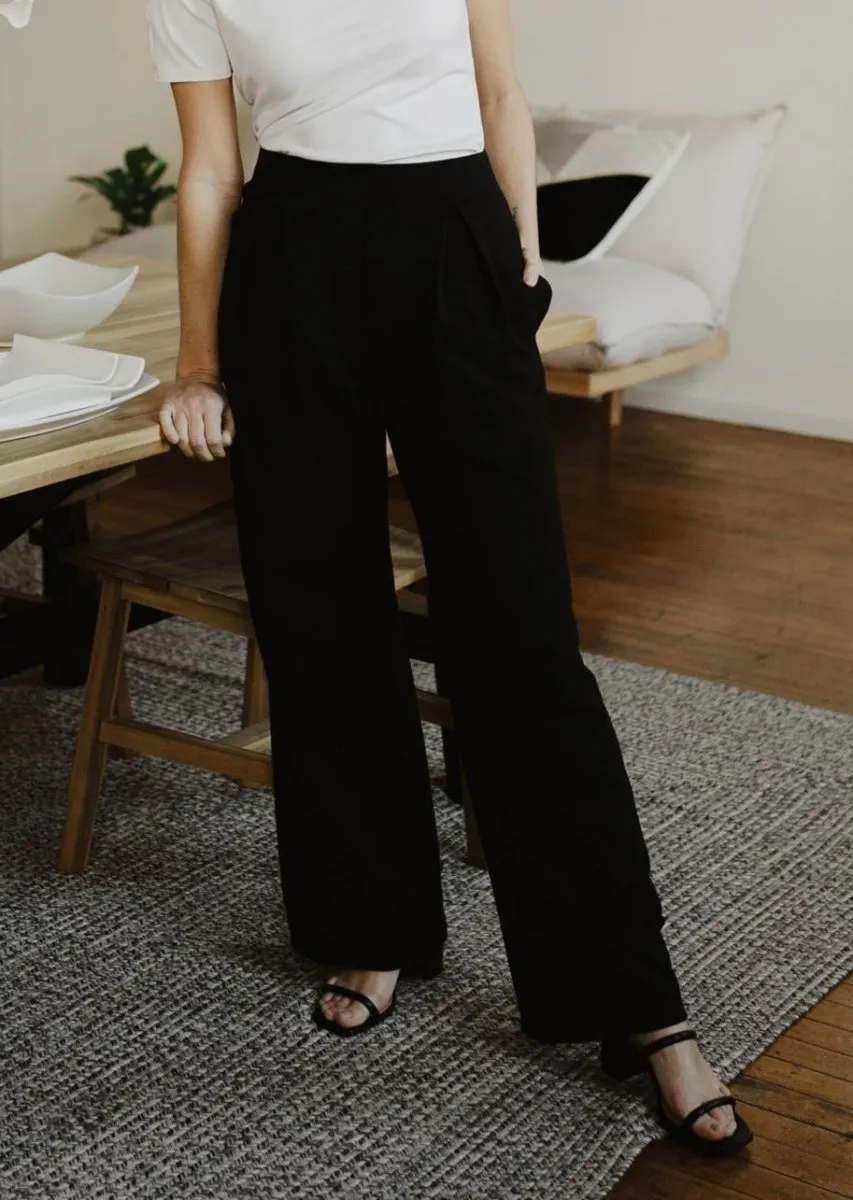 Marlene Wide Leg Lounge Pants in Black