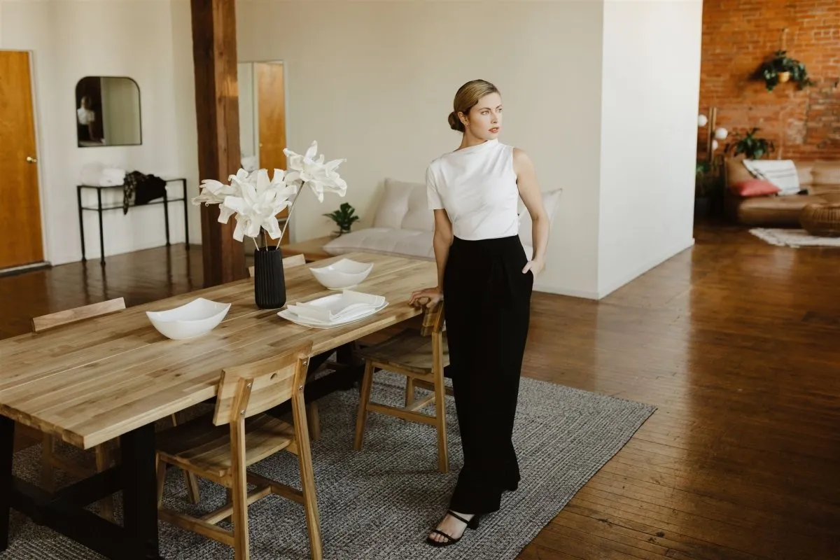 Marlene Wide Leg Lounge Pants in Black