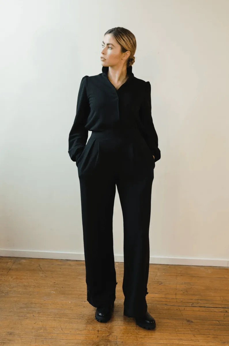 Marlene Wide Leg Lounge Pants in Black