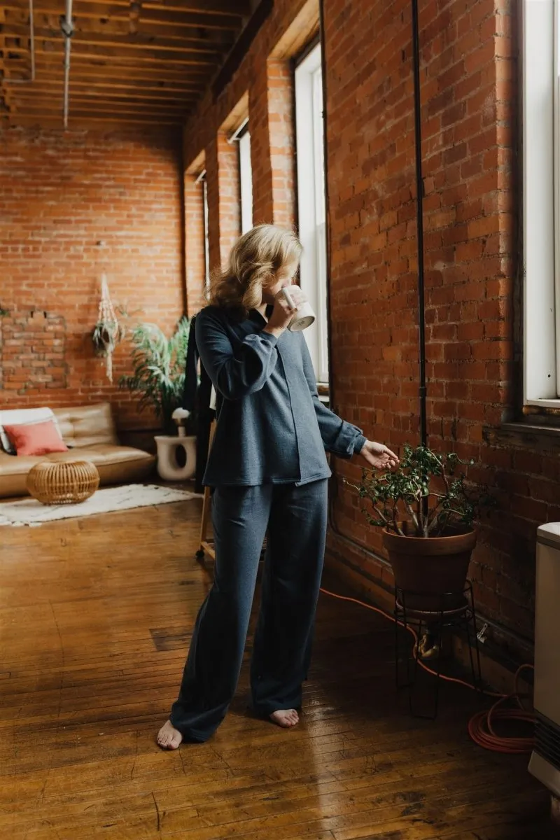 Marlene Wide Leg Lounge Pants in Heather Lake