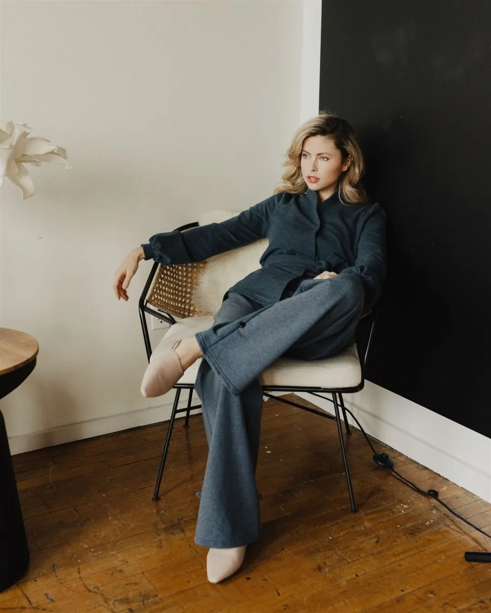 Marlene Wide Leg Lounge Pants in Heather Lake
