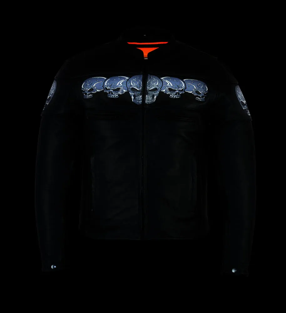 Men’s Black Reflective Skulls Scooter Jacket