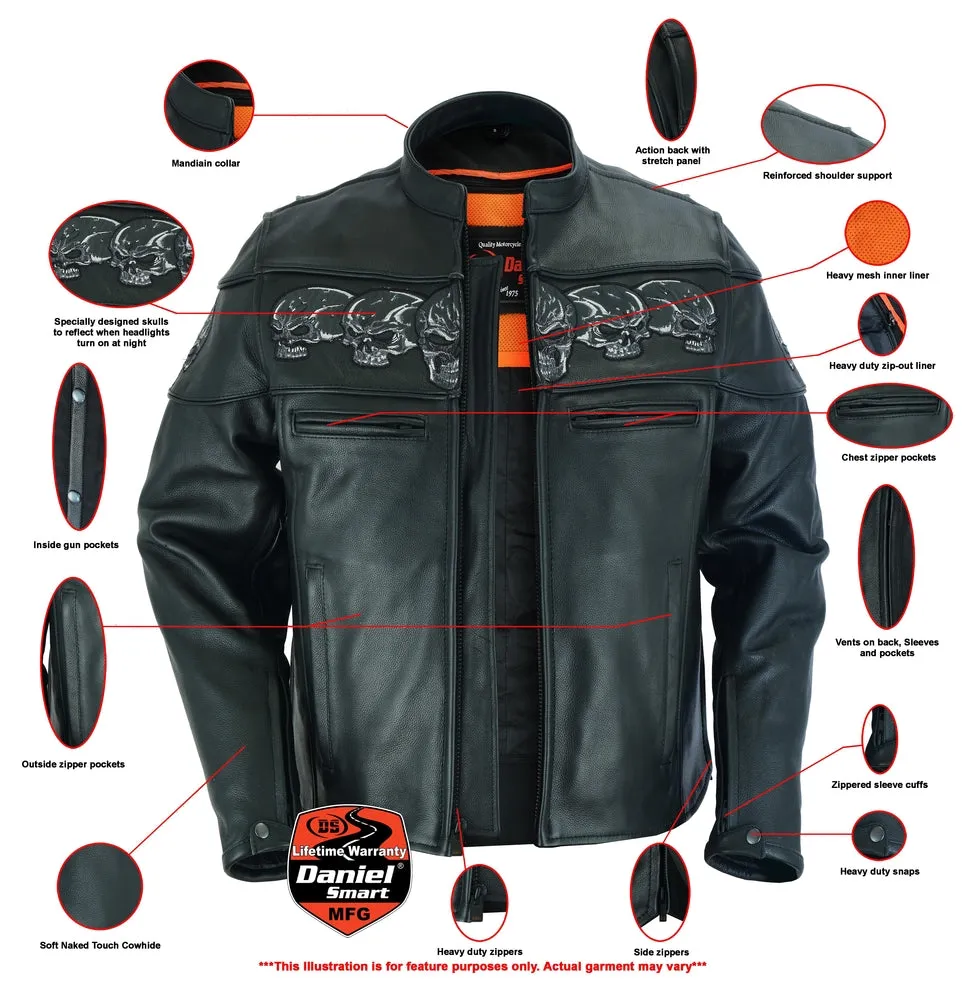 Men’s Black Reflective Skulls Scooter Jacket