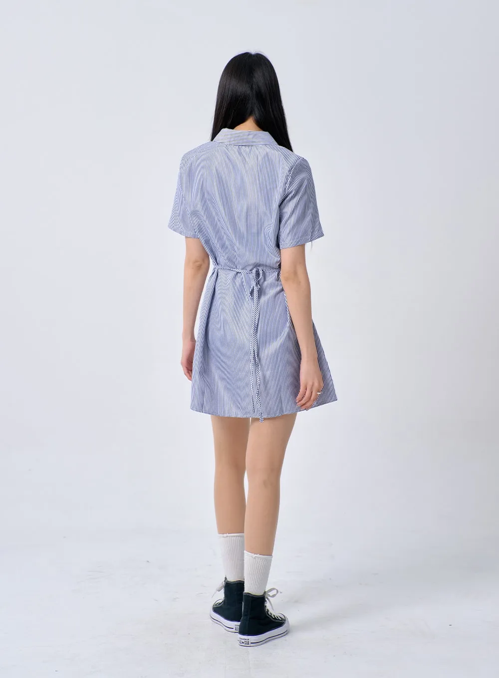 Pinstripe Mini Shirt Dress BA326