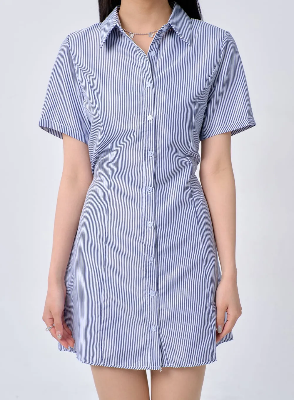 Pinstripe Mini Shirt Dress BA326