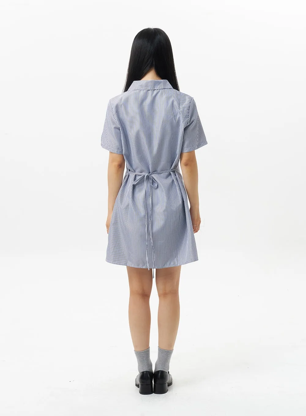Pinstripe Mini Shirt Dress OU323