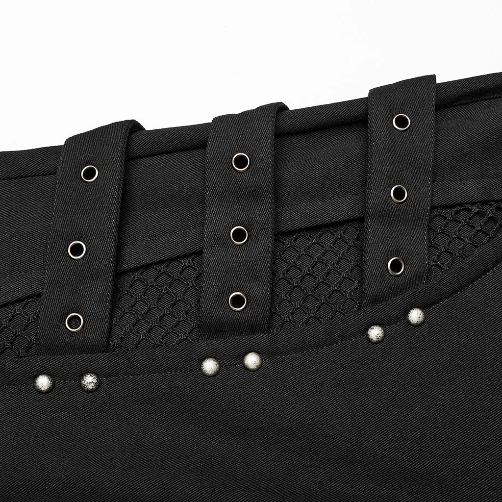 Punk faux wool detachable knee loops Pants WK-526XCF