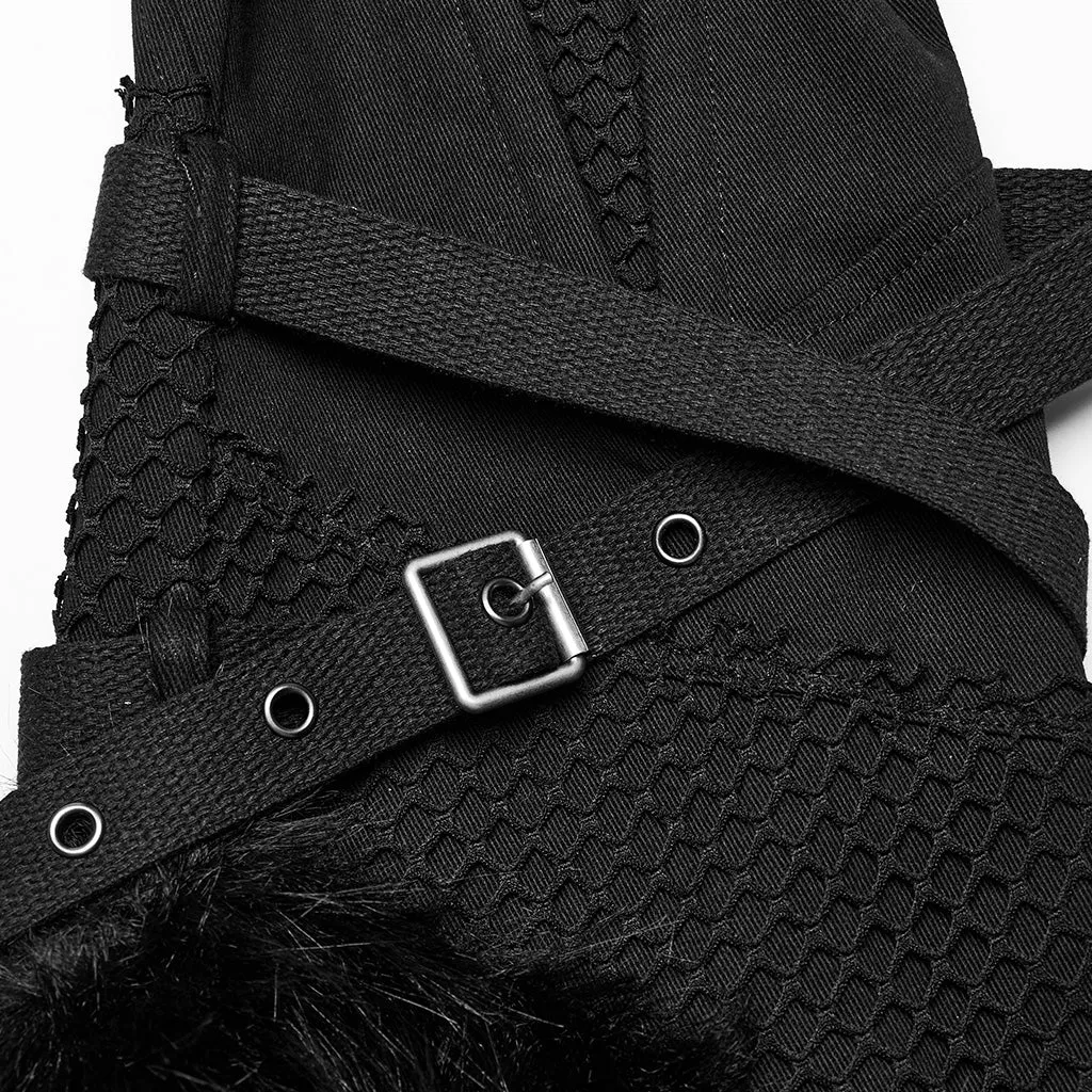 Punk faux wool detachable knee loops Pants WK-526XCF