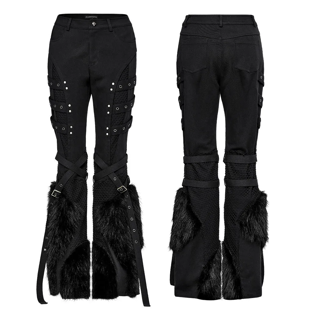 Punk faux wool detachable knee loops Pants WK-526XCF