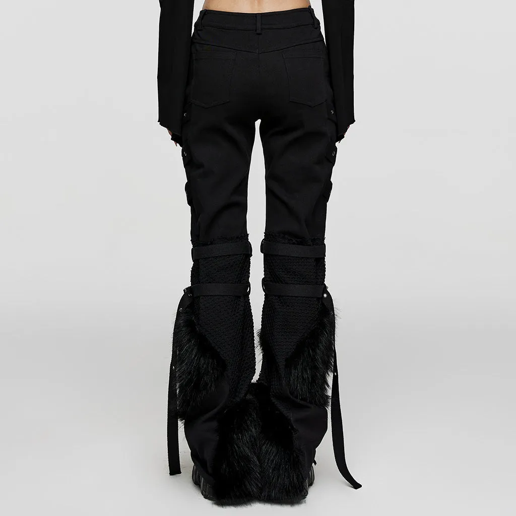 Punk faux wool detachable knee loops Pants WK-526XCF