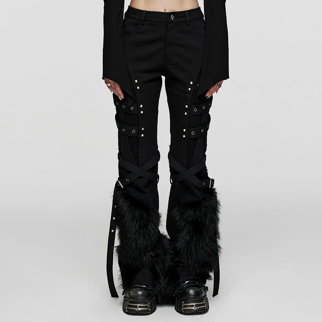 Punk faux wool detachable knee loops Pants WK-526XCF