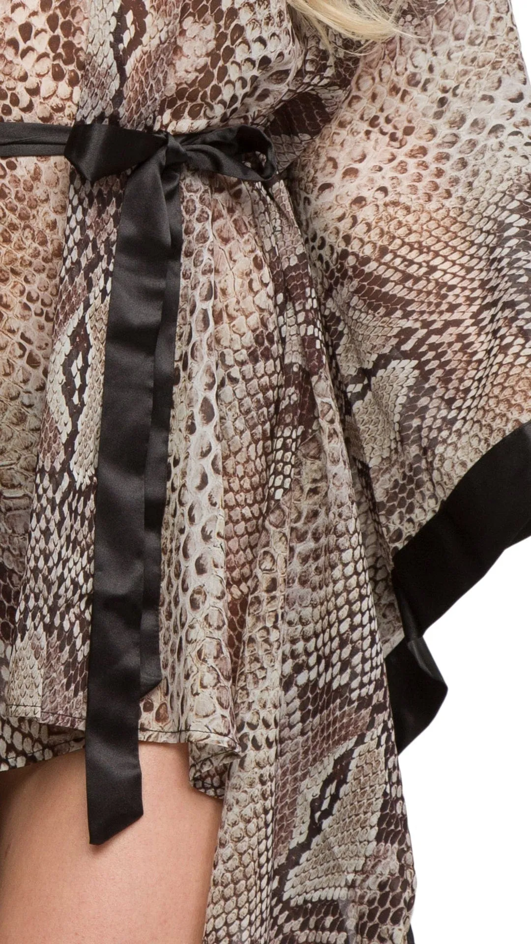 Roberto Cavalli  Phyton Printed Chiffon Short Kaftan Cover Up-