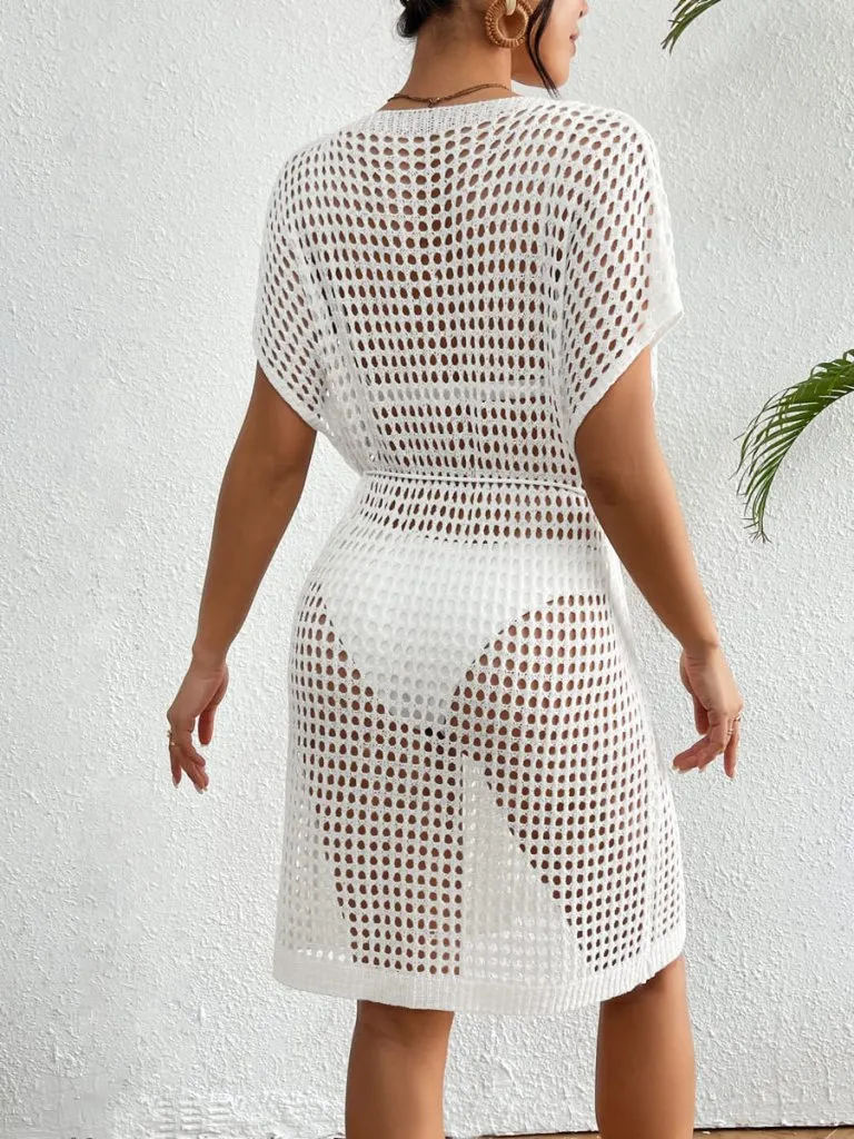 V-Neck Crochet Beach Coverup