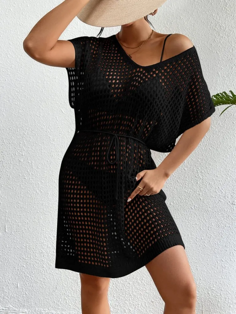 V-Neck Crochet Beach Coverup