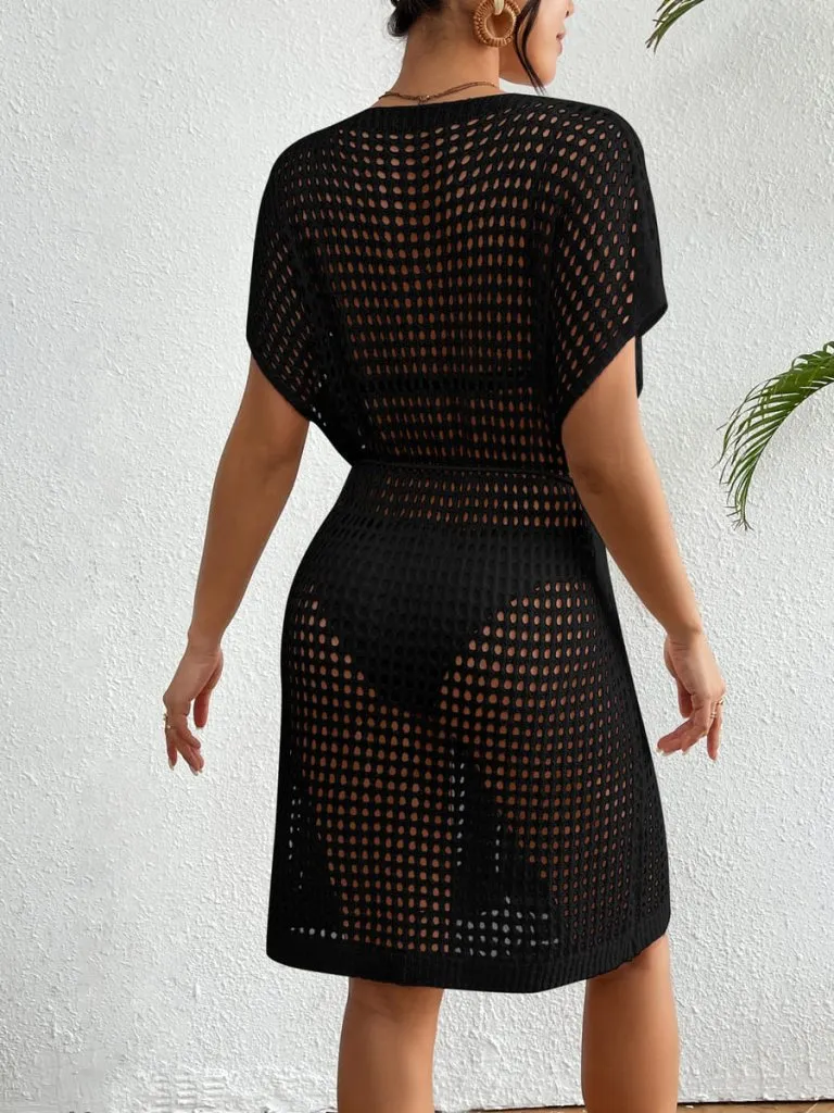 V-Neck Crochet Beach Coverup