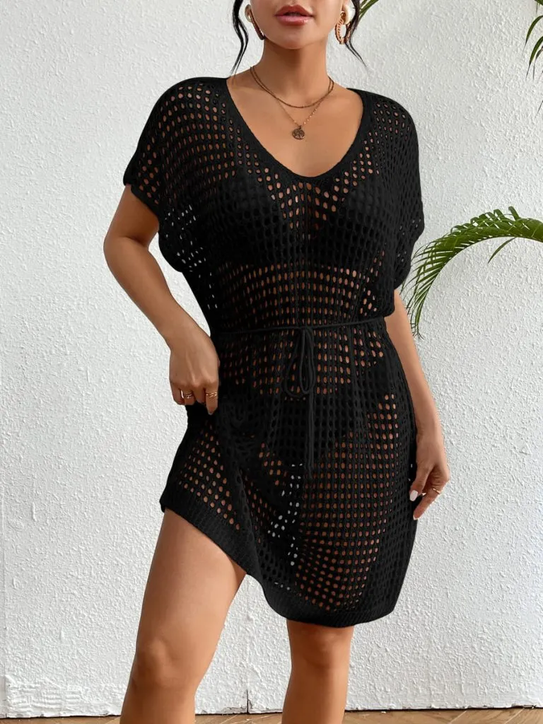V-Neck Crochet Beach Coverup
